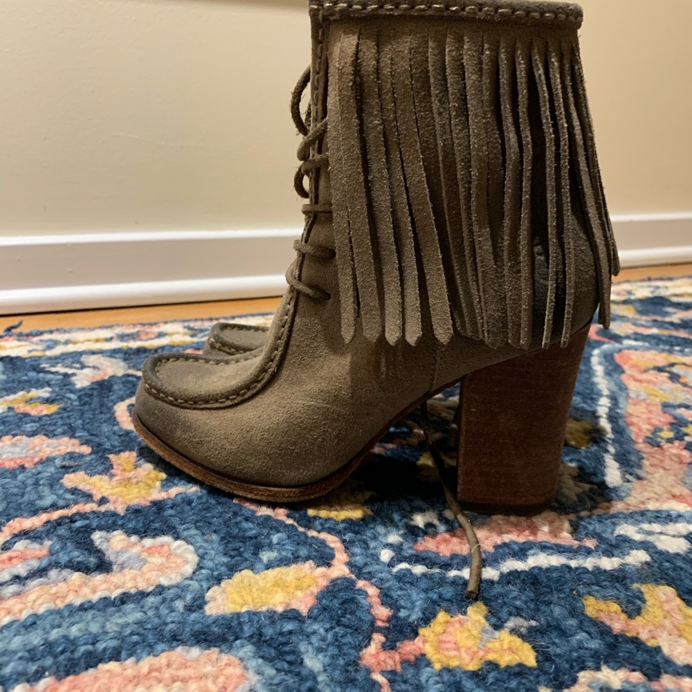 Frye fringe booties